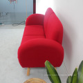 Massivholz mit Wolle Stoff Soft Seat Red Sofa Set 2 Sitze